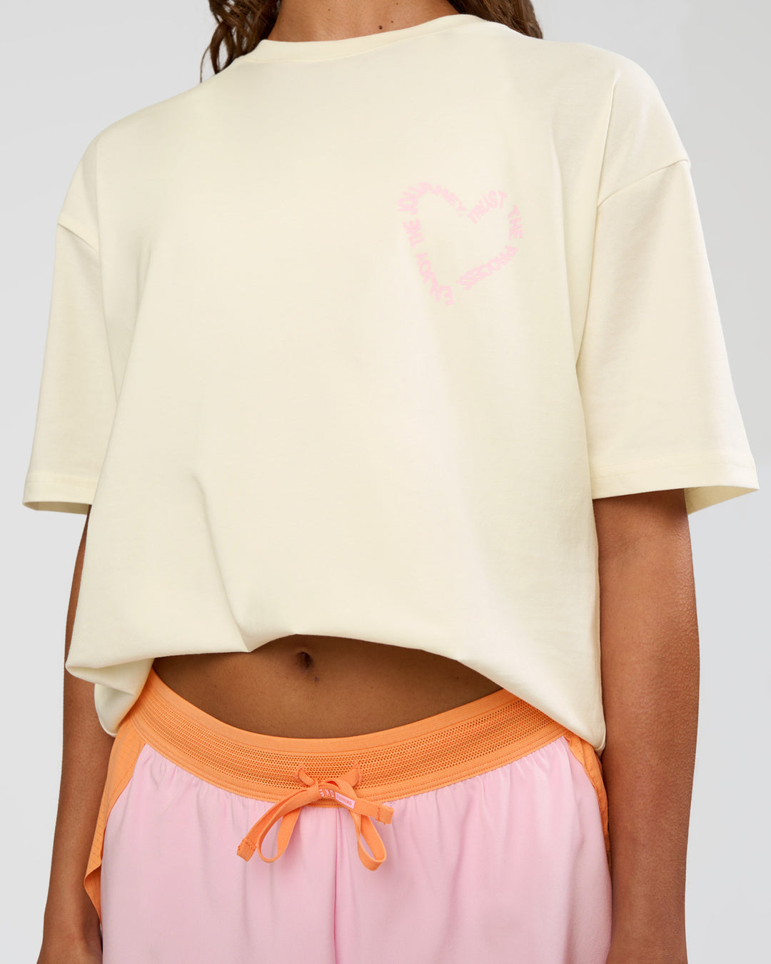 Woman wearing Love The Process FLXCotton Oversize Tee - Off White-Marshmallow | Model:Dakota | Size:XS - view 12