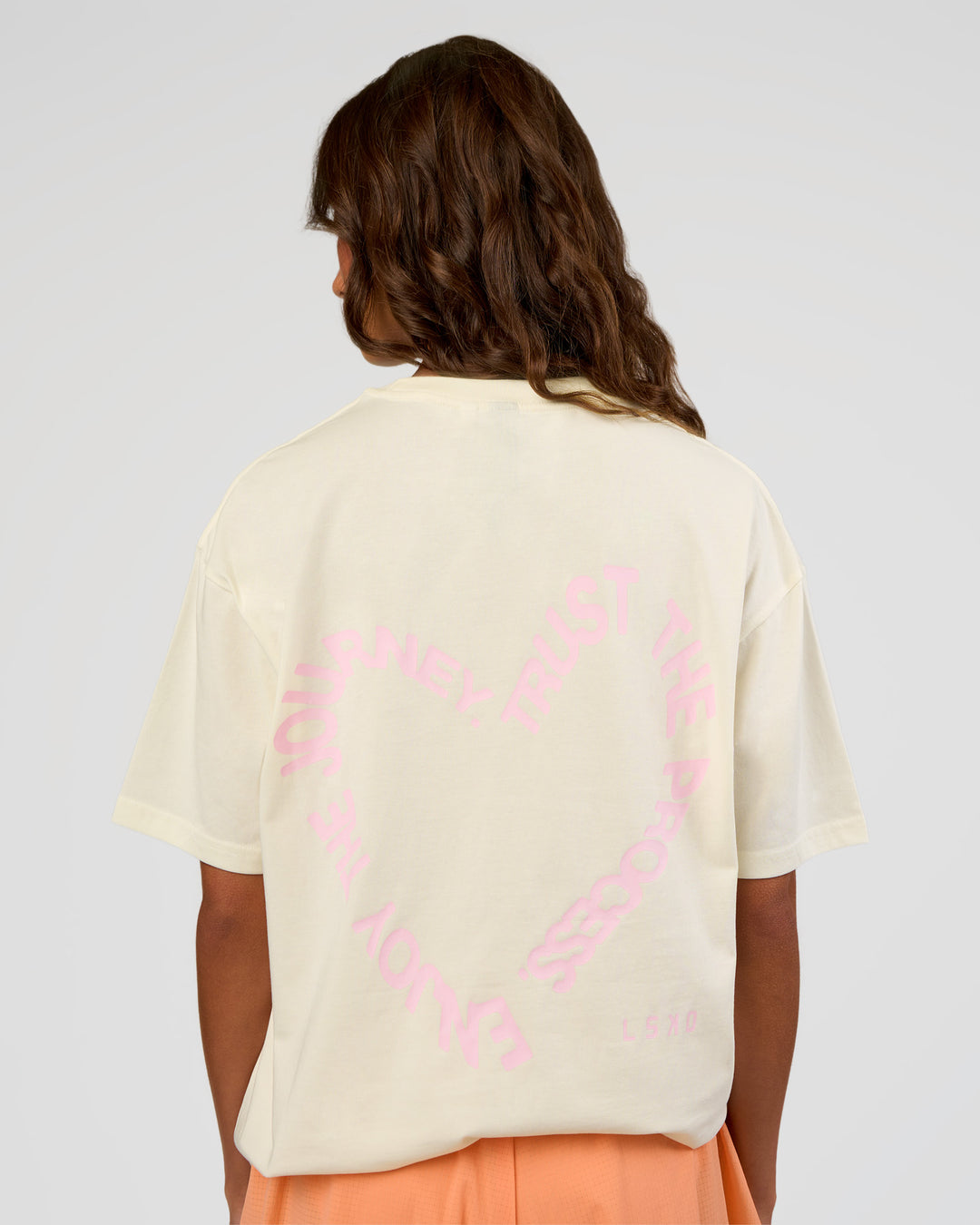 Woman wearing Love The Process FLXCotton Oversize Tee - Off White-Marshmallow | Model:Dakota | Size:XS - view 5