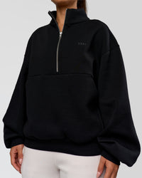 Woman wearing Luxe ZeroCrease Spacer Half Zip - Black | Model:Sophia | Size:XS | Thumbnail Index: 6