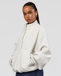 Woman wearing Luxe ZeroCrease Spacer Half Zip - Silver Marl | Model:Sophia | Size:XS | Thumbnail Index: 5
