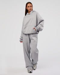 Woman wearing MVP Oversized Hoodie - Light Grey Marl | Model:Brylee | Size:XS | Thumbnail Index: 3