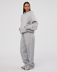 Woman wearing MVP Oversized Hoodie - Light Grey Marl | Model:Brylee | Size:XS | Thumbnail Index: 8