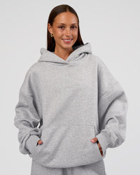 Woman wearing MVP Oversized Hoodie - Light Grey Marl | Model:Brylee | Size:XS | Thumbnail Index: 2