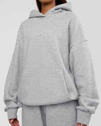 Woman wearing MVP Oversized Hoodie - Light Grey Marl | Model:Brylee | Size:XS | Thumbnail Index: 9