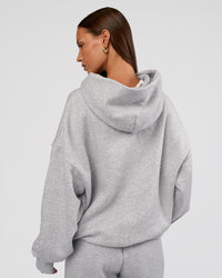 Woman wearing MVP Oversized Hoodie - Light Grey Marl | Model:Brylee | Size:XS | Thumbnail Index: 5