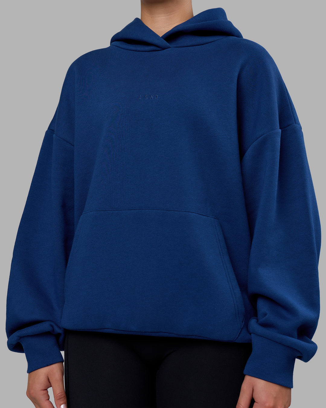 Woman wearing MVP Oversized Hoodie - Midnight Blue | Model:Charlize | Size:XS - view 7