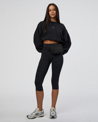 Woman wearing MVP Oversized Sweater - Black-White | Model:Eliza | Size:XS | Thumbnail Index: 4