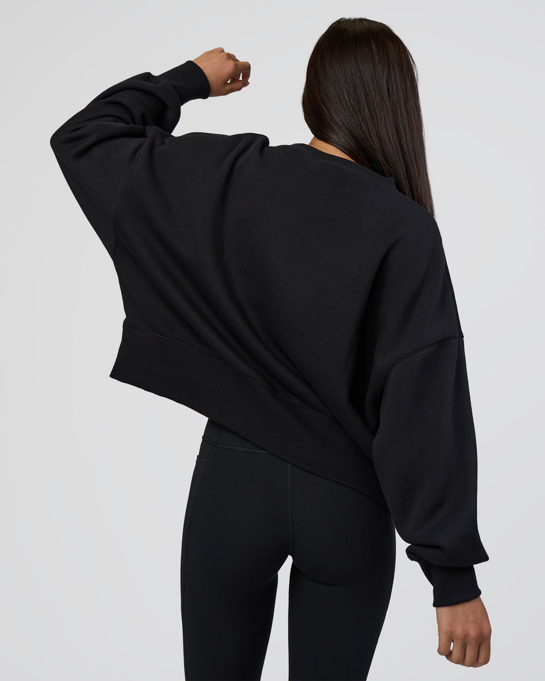 Woman wearing MVP Oversized Sweater - Black-White | Model:Eliza | Size:XS - view 4