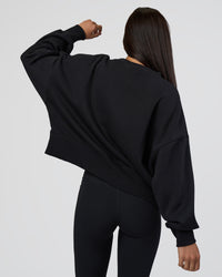 Woman wearing MVP Oversized Sweater - Black-White | Model:Eliza | Size:XS | Thumbnail Index: 3