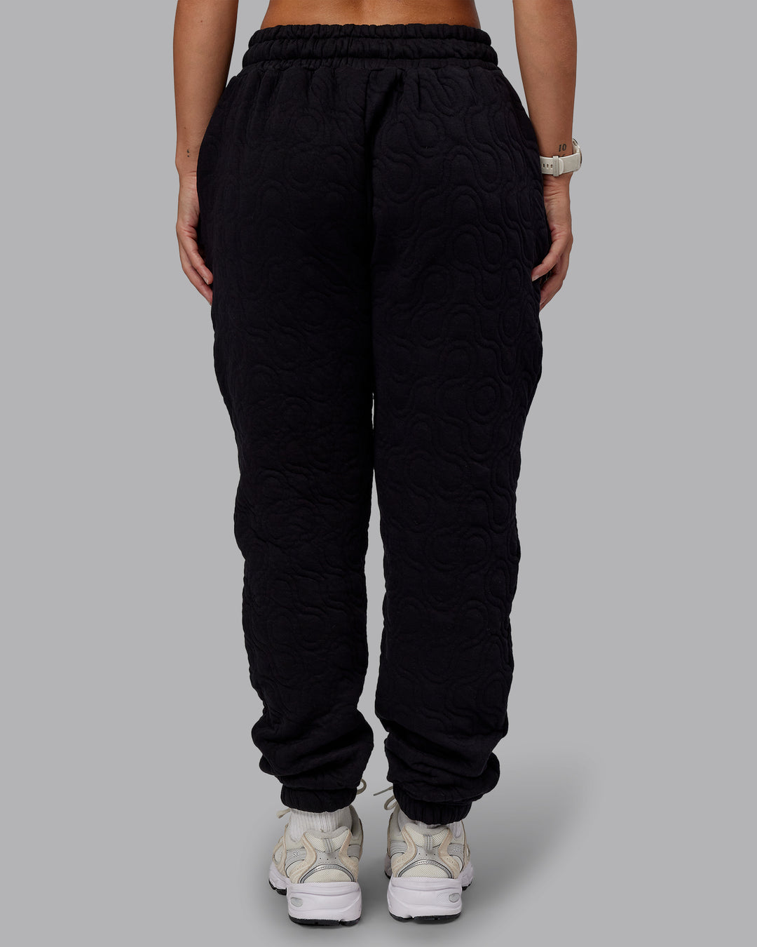 Woman wearing MVP Quilted Track Pant - Black-Geometric | Model:Lyss | SIze:XS - view 13
