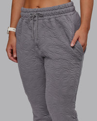 Woman wearing MVP Quilted Track Pant - Storm Front-Geometric | Model:Lyss | Size:XS | Thumbnail Index: 7