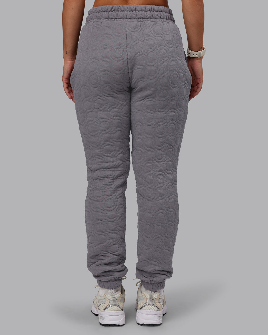 Woman wearing MVP Quilted Track Pant - Storm Front-Geometric | Model:Lyss | Size:XS - view 4