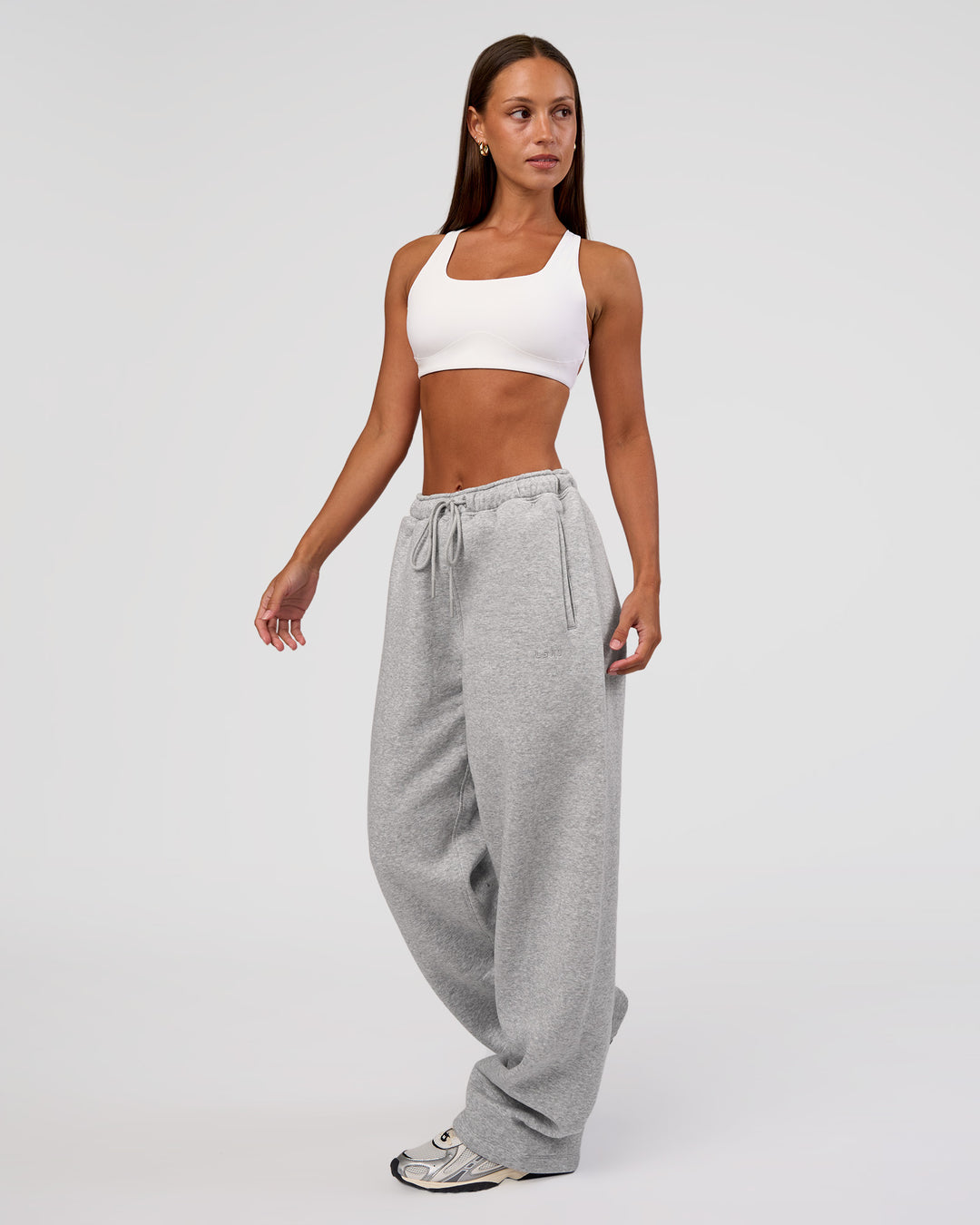 Woman wearing MVP Straight Leg Pant - Light Grey Marl | Model:Brylee | Size:XS - view 5