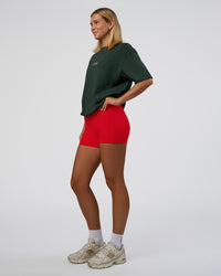 Woman wearing Merry Journey FLXCotton Oversized Tee - Vital Green-White | Model:Amity | Size:XS | Thumbnail Index: 8