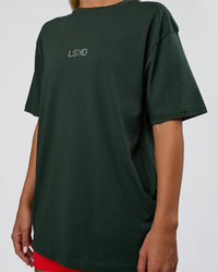 Woman wearing Merry Journey FLXCotton Oversized Tee - Vital Green-White | Model:Amity | Size:XS | Thumbnail Index: 9