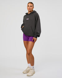Woman wearing Miami Vibe Oversized Hoodie - Dark Storm-Marshmallow | Model:Maja | Size:XS | Thumbnail Index: 4