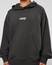Woman wearing Miami Vibe Oversized Hoodie - Dark Storm-Marshmallow | Model:Maja | Size:XS | Thumbnail Index: 5
