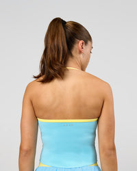 Woman wearing Milla Shelf Bra Tank - Baltic Sea-Lemon | Model:Grace | Size:XS | Thumbnail Index: 9