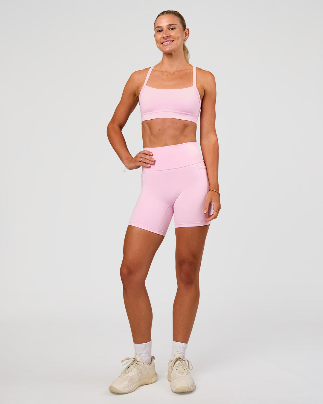Woman wearing Momentum Sports Bra - Marshmallow | Model:Emelia | Size:XS - view 8