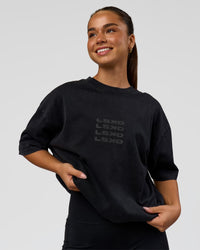 Woman wearing Move Fast Heavyweight Oversized Tee - Black Washed | Model:Sophia | Size:XS | Thumbnail Index: 3