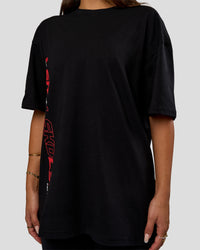 Woman wearing Nothing Is Impossible FLXCotton Oversized Tee - Black-Flame | Model:Bianca | Size:XS | Thumbnail Index: 11
