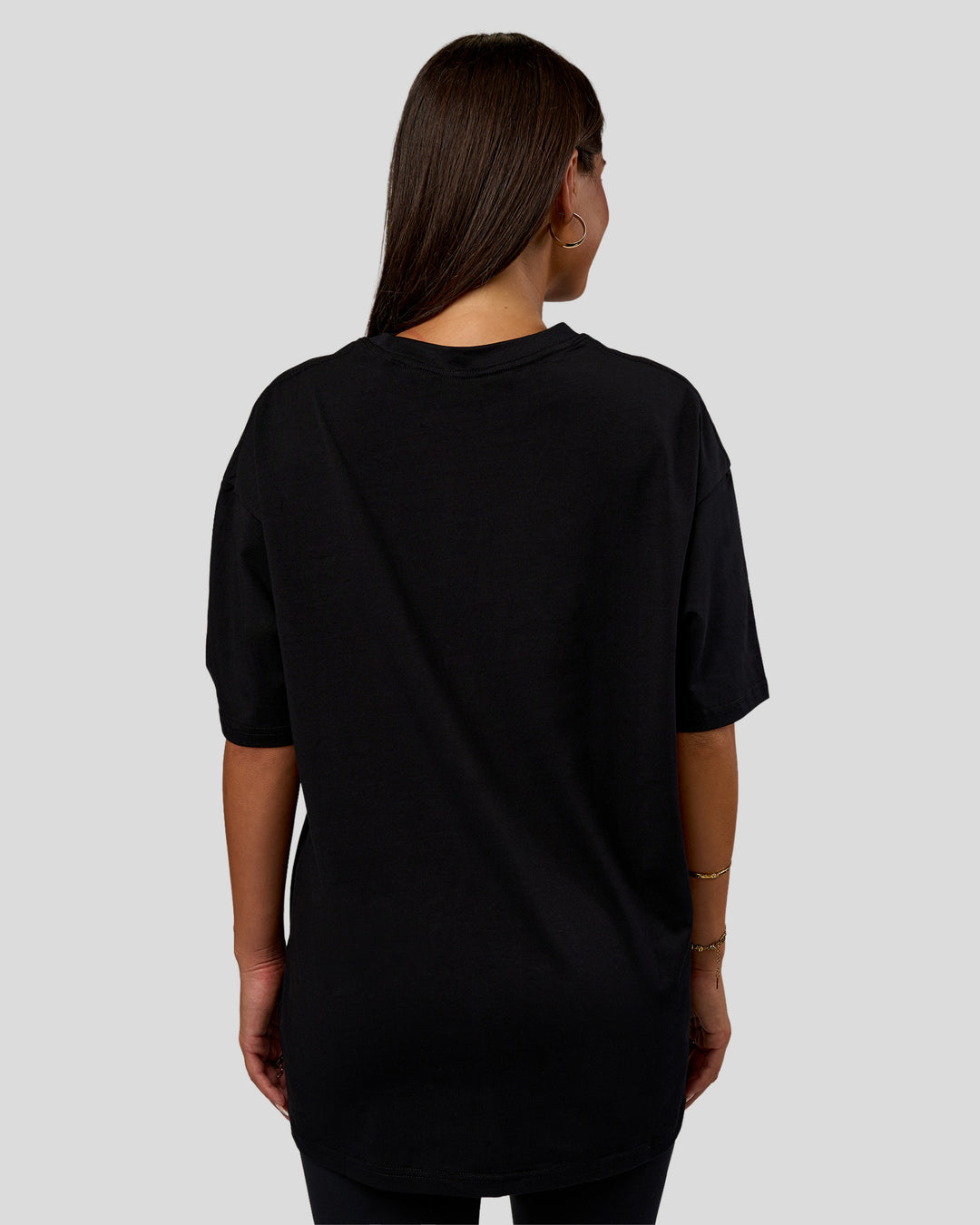 Woman wearing Nothing Is Impossible FLXCotton Oversized Tee - Black-Flame | Model:Bianca | Size:XS - view 9