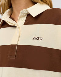 Woman wearing Oversized Rugby Polo - Off White - Brown | Model:Leilani | Size:XS | Thumbnail Index: 5