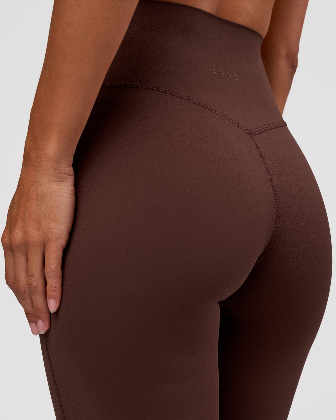 Woman wearing Peaches Elixir High-Rise Flared Pant - Hot Chocolate | Model:Brylee | Size:XS - view 8