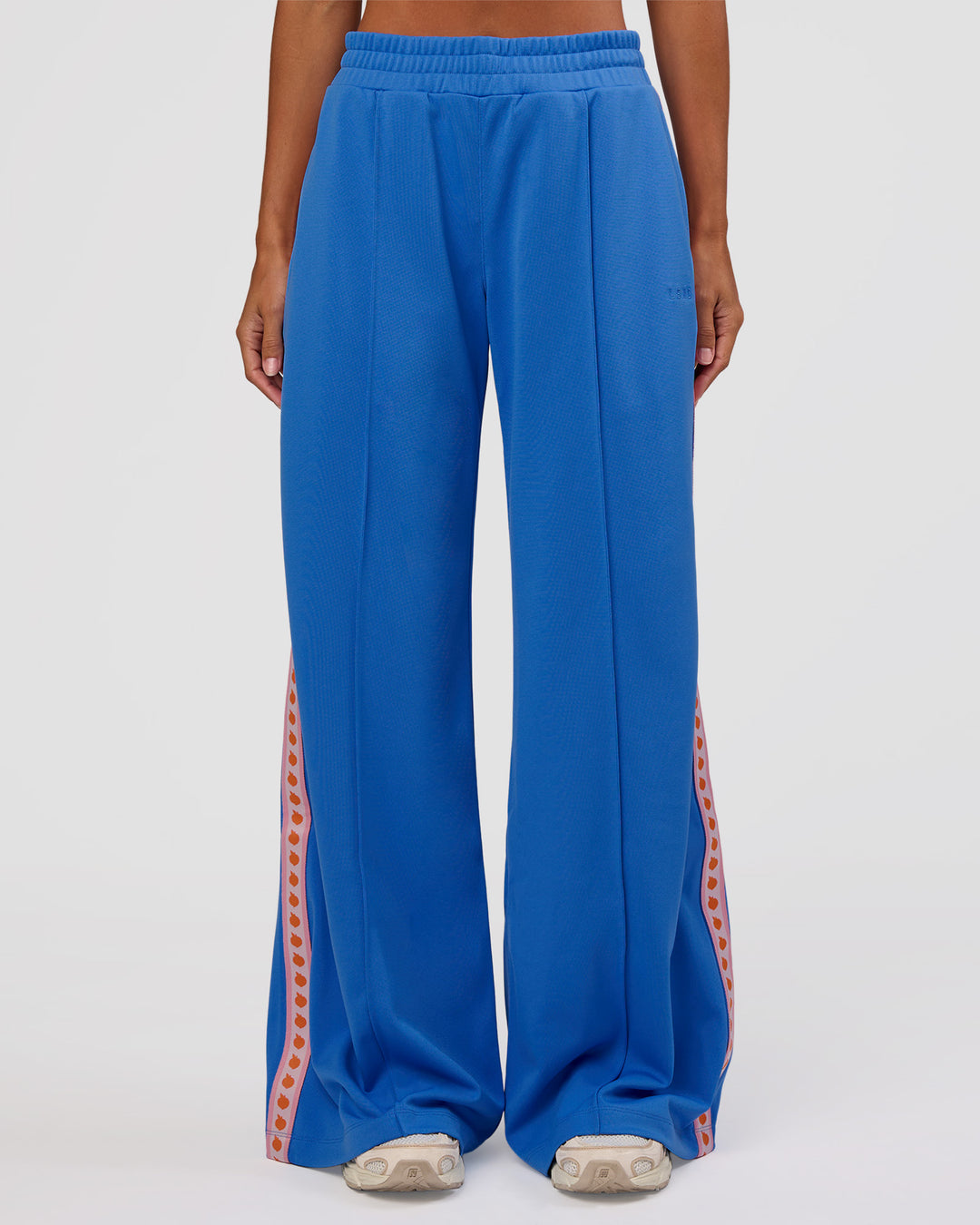 Woman wearing Peaches Track Pant - Palace Blue | Model:Brylee | Size:XS - view 9