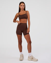 Woman wearing Peaches Wrap Sports Bra - Hot Chocolate | Model:Brylee | Size:XS | Thumbnail Index: 5