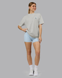 Woman wearing Perspective FLXCotton Oversized Tee - Digital Mist-White | Model:Emilie | Size:XS | Thumbnail Index: 11