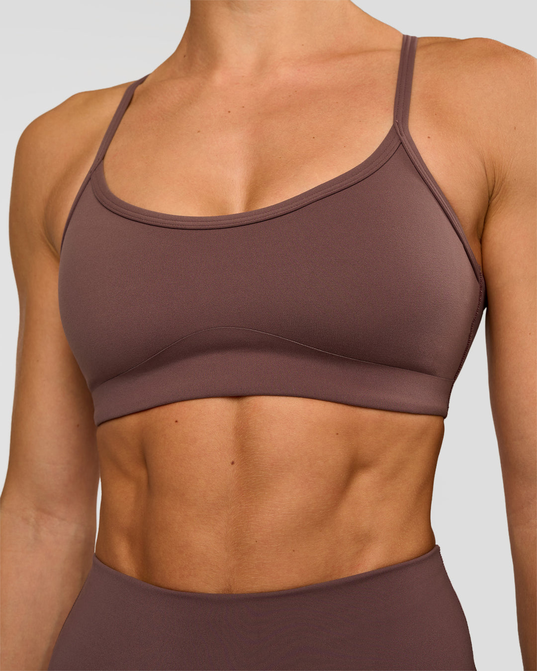 Woman wearing Pinnacle Sports Bra - Cocoa Powder | Model:Maja | Size:XS - view 8