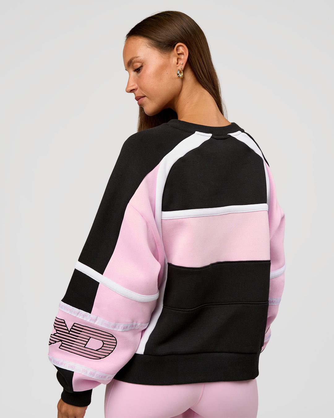 Woman wearing Power Sweater - Caviar-Marshmallow | Model:Brylee | Size:XS - view 3