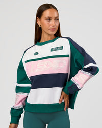 Woman wearing Power Sweater - Future Navy-Teal | Model:Brylee | Size:XS | Thumbnail Index: 1