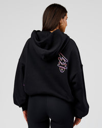 Woman wearing Pride Sticker Boxy Hoodie - Black | Model:Bianca | Size:XS | Thumbnail Index: 15