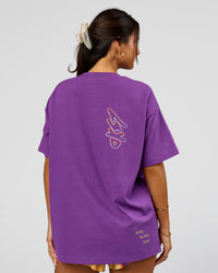 Woman wearing Pride Sticker Boxy Tee - Fresh Purple | Model:Bianca | Size:XS | Thumbnail Index: 22