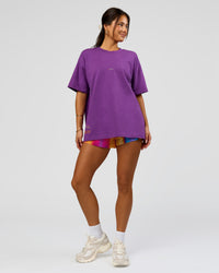Woman wearing Pride Sticker Boxy Tee - Fresh Purple | Model:Bianca | Size:XS | Thumbnail Index: 8