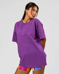 Woman wearing Pride Sticker Boxy Tee - Fresh Purple | Model:Bianca | Size:XS | Thumbnail Index: 15