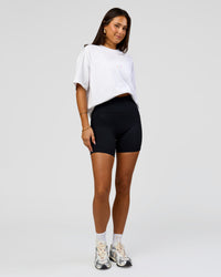 Woman wearing Pride Sticker Boxy Tee - White | Model:Bianca | Size:XS | Thumbnail Index: 15