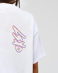 Woman wearing Pride Sticker Boxy Tee - White | Model:Bianca | Size:XS | Thumbnail Index: 11