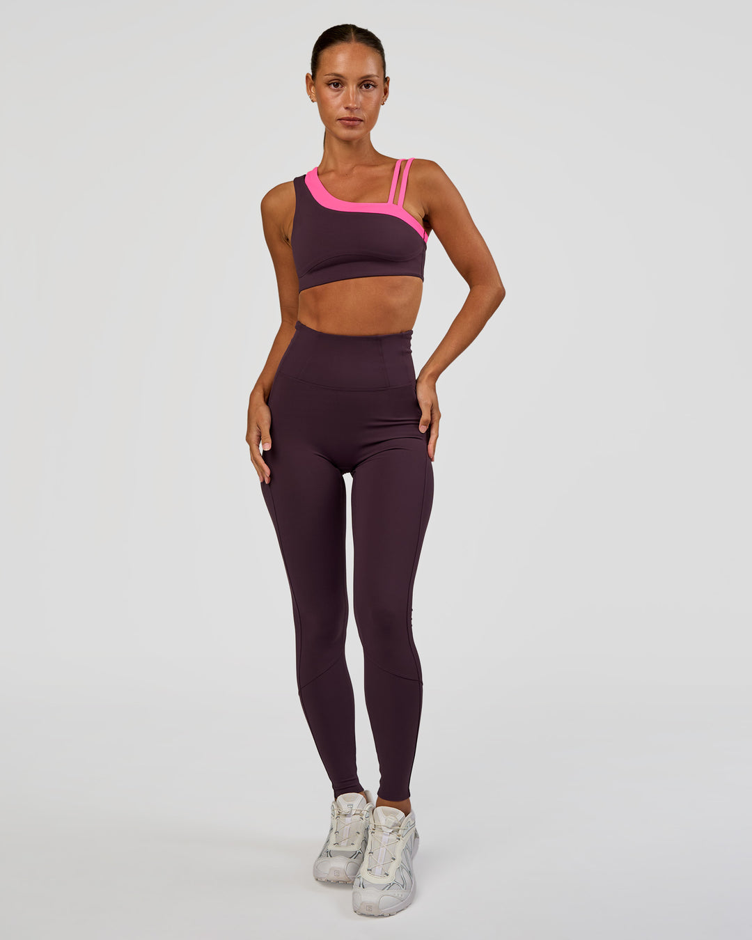 Woman wearing Progression Ultra High-Rise Full Length Legging - Midnight Plum | Model:Brylee | Size:XS - view 2