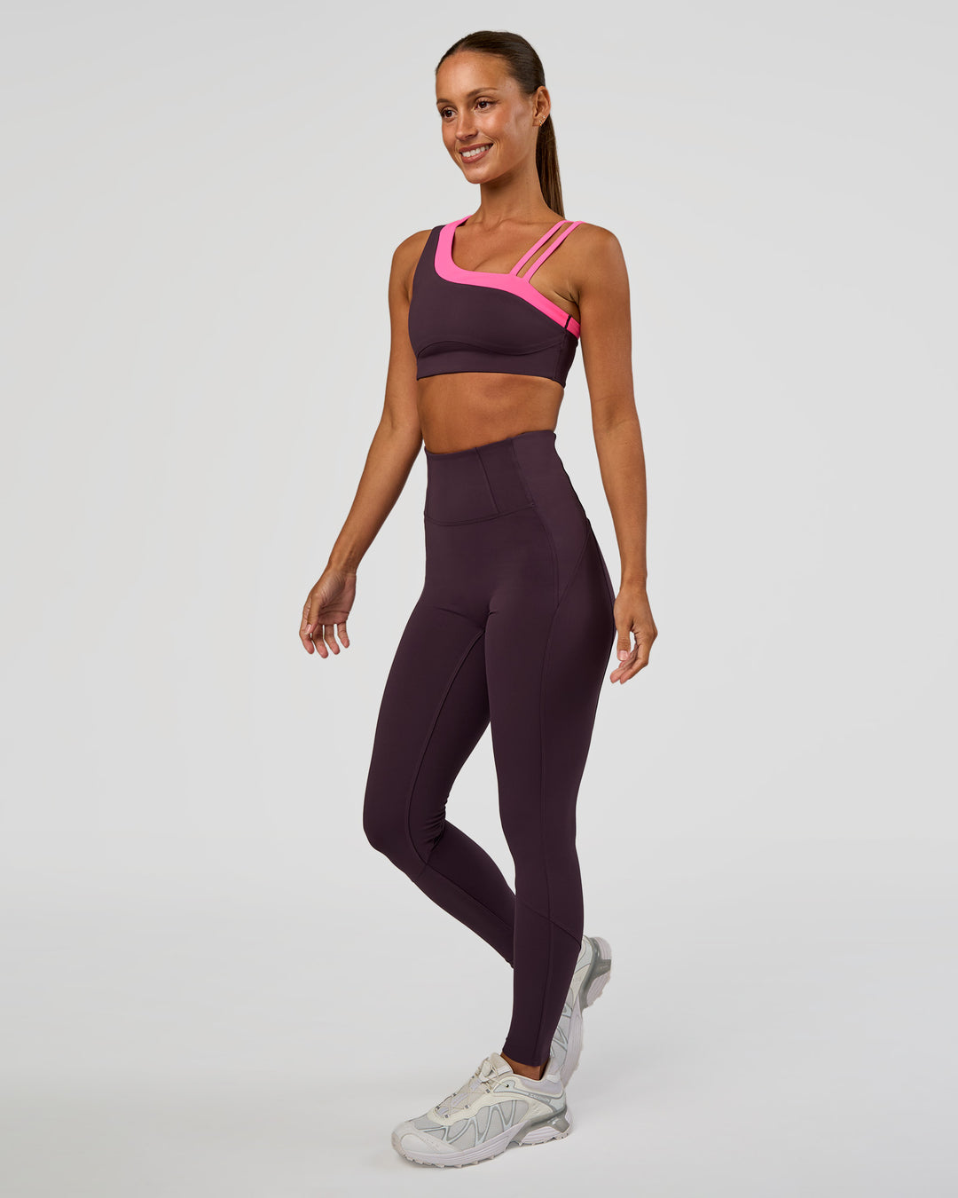 Woman wearing Progression Ultra High-Rise Full Length Legging - Midnight Plum | Model:Brylee | Size:XS - view 8