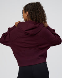 Woman wearing Pursue Mid-Weight Hoodie - Cherry Lacquer | Model:Jordan | Size:XS | Thumbnail Index: 2