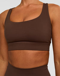 Woman wearing Race Day Sports Bra - Hot Chocolate | Model:Brylee | Size:XS | Thumbnail Index: 3