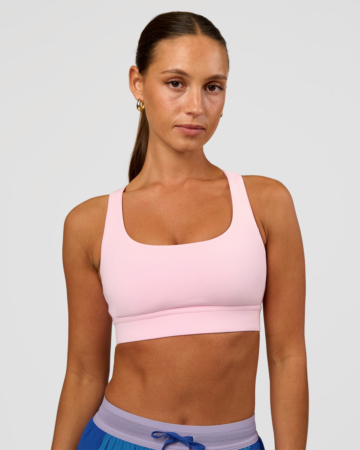 Woman wearing Race Day Sports Bra - Marshmallow | Model:Brylee | Size:XS