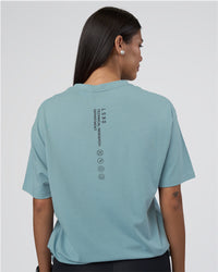 Woman wearing Research Department FLXCotton Oversized Tee - Smoke Blue | Model:Rhiley | Size:XS | Thumbnail Index: 4