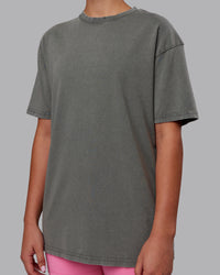 Woman wearing Rise & Lift Washed FLXCotton Oversized Tee - Graphite-Purple Opulence | Model:Charlize | Size:XS | Thumbnail Index: 11