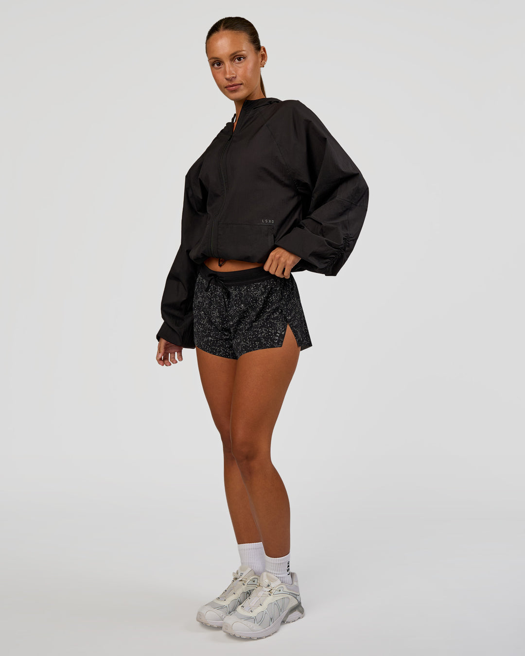 Woman wearing Run Light Jacket - Black | Model:Brylee | Size:XS - view 9