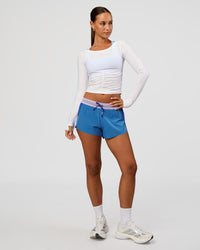 Woman wearing Scrunch Long Sleeve Tee - White | Model:Brylee | Size:XS | Thumbnail Index: 2