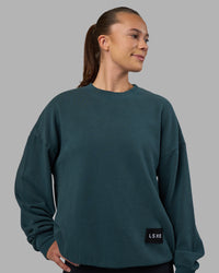 Woman wearing Segmented Oversized Sweater - Abyssal | Model:Charlize | Size:XS | Thumbnail Index: 4